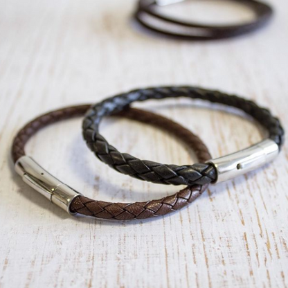 Bracelet homme personnalisé acier & cuir - L'épicurien