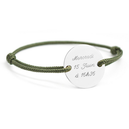 Bracelet homme personnalisé - Chic médaille argent - Fête des pères
