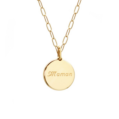 Collier pierre fine personnalisé - Chaîne mailles allongées - Plaqué Or
