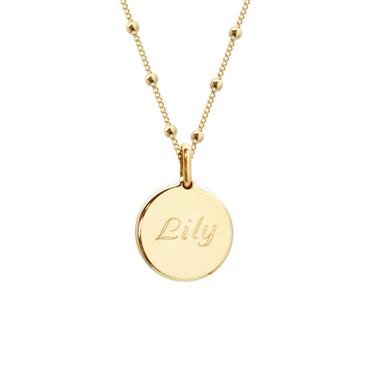 Collier pierre fine personnalisé - Chaîne perlée - Plaqué Or