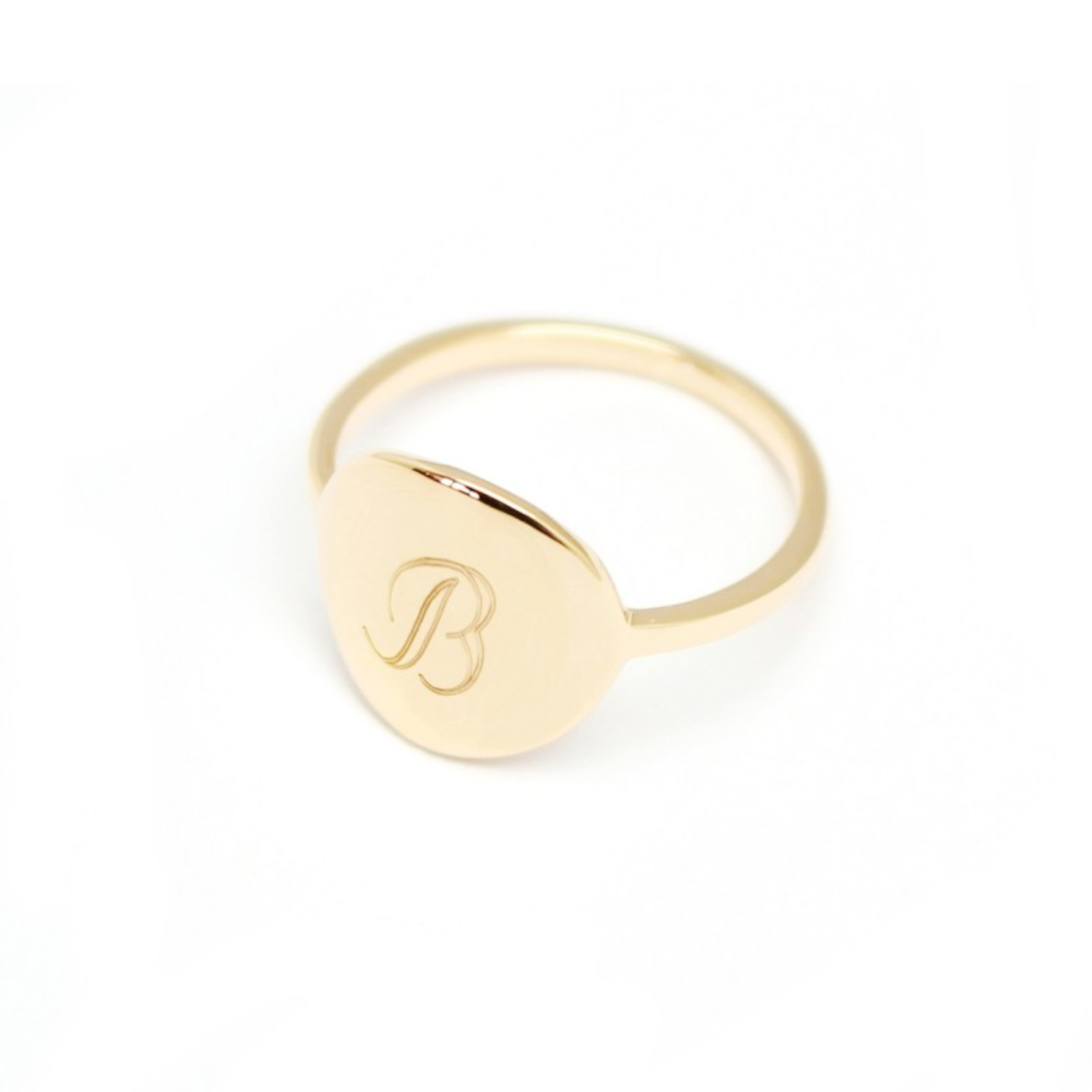 Bague ronde plaqué or personnalisée