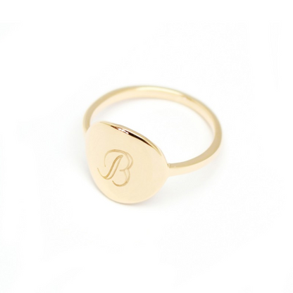 Bague ronde plaqué or personnalisée