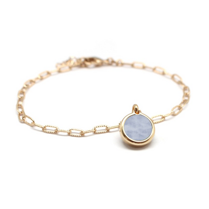 Bracelet mailles allongées - Pierre fine personnalisée - Plaqué or