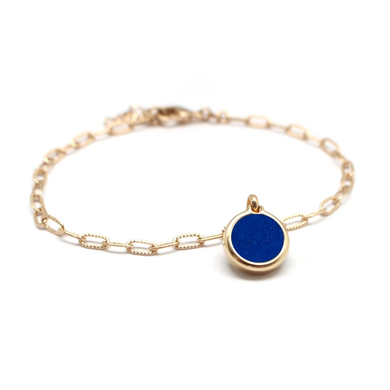Bracelet mailles allongées - Pierre fine personnalisée - Plaqué or