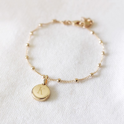 Bracelet chaîne perlée - Pierre fine personnalisée - Plaqué or