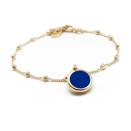 Bracelet chaîne perlée - Pierre fine personnalisée - Plaqué or