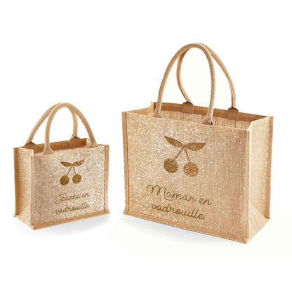 Duo cabas personnalisés - Cadeau mère / fille