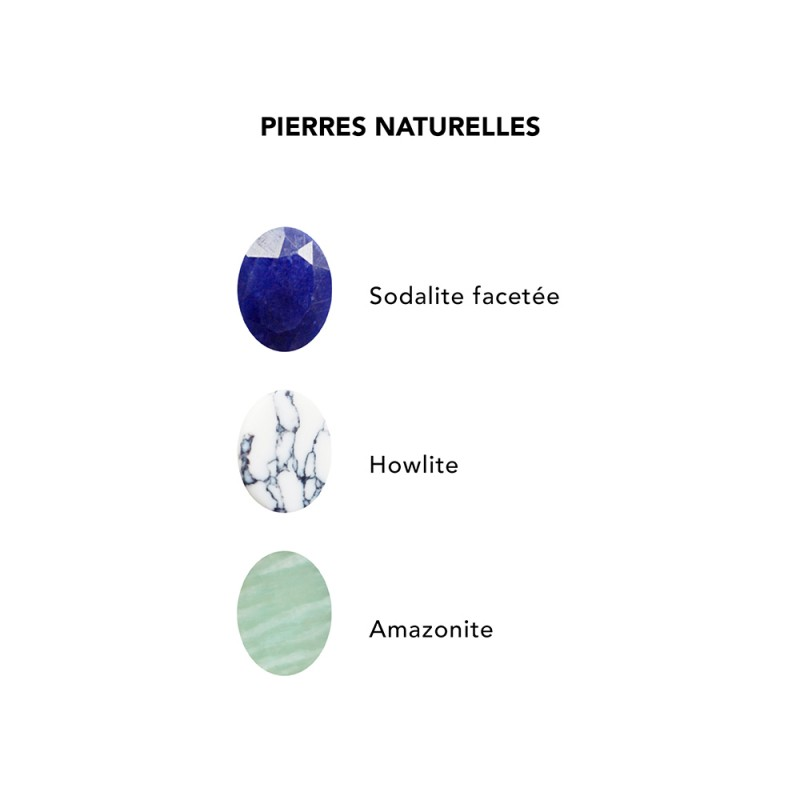 Collier pierre fine ovale personnalisé - Argent