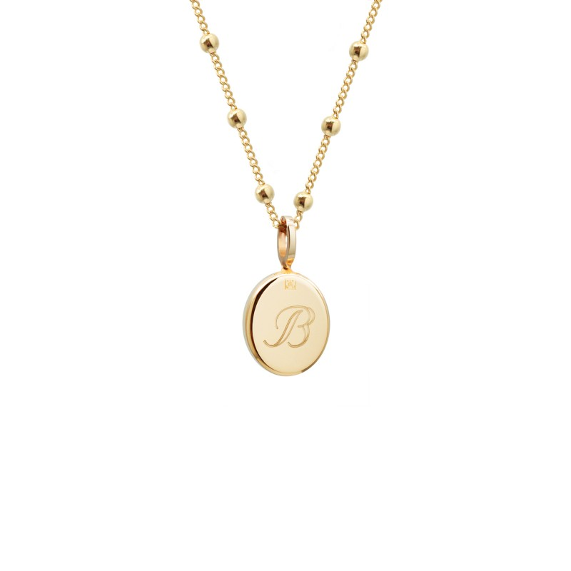 Collier pierre fine ovale personnalisé - Chaîne perlée - Plaqué Or