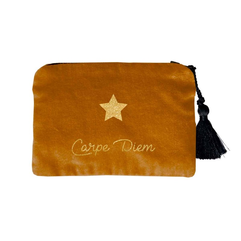 Pochette-velours-personnalisée-cadeau-fête -des-mères-caramel-étoile