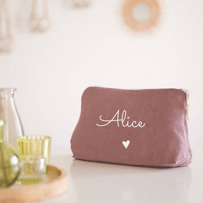 Trousse en lin personnalisée - Cadeau maîtresse