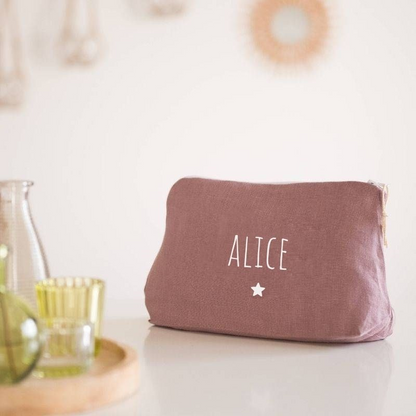 Trousse en lin personnalisée - Cadeau maîtresse