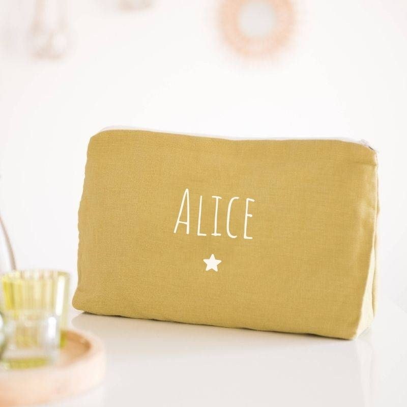 Trousse en lin personnalisée - Cadeau maîtresse