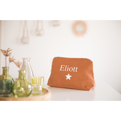 Trousse en lin personnalisée - Cadeau maîtresse