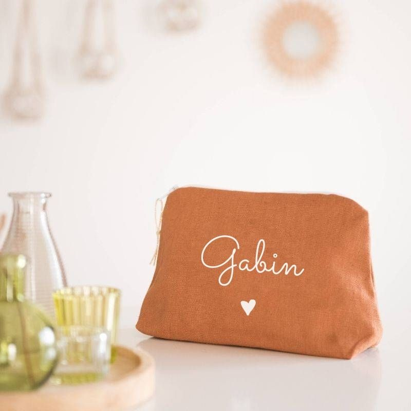 Trousse en lin personnalisée - Cadeau maîtresse