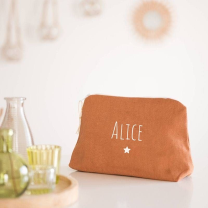 Trousse en lin personnalisée - Cadeau maîtresse