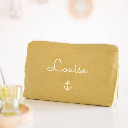 Trousse en lin personnalisée - Cadeau maîtresse