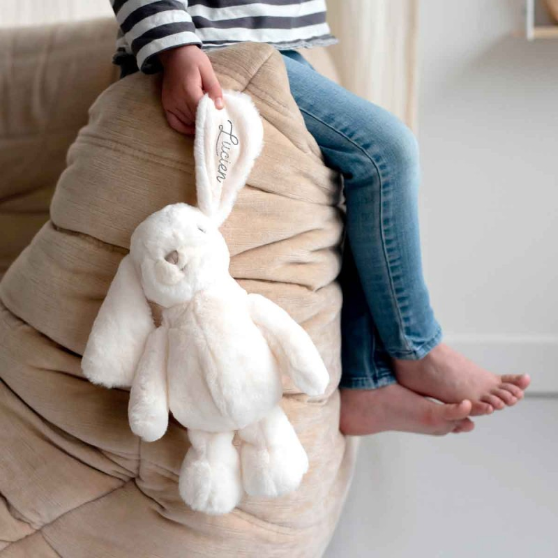 Doudou lapin personnalisé Crème