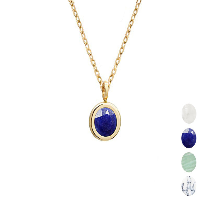 Collier pierre fine ovale personnalisé - Plaqué Or