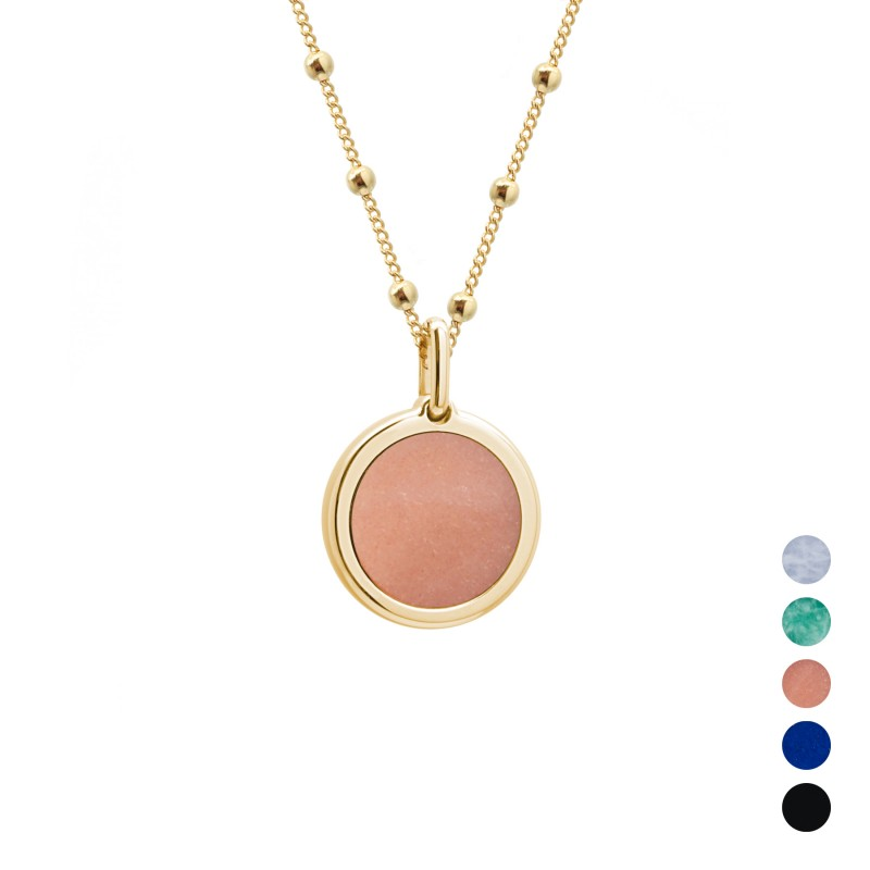 Collier pierre fine personnalisé - Chaîne perlée - Plaqué Or