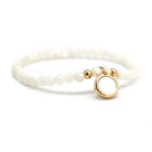 Bracelet perles - Médaille nacre ronde - Plaqué or