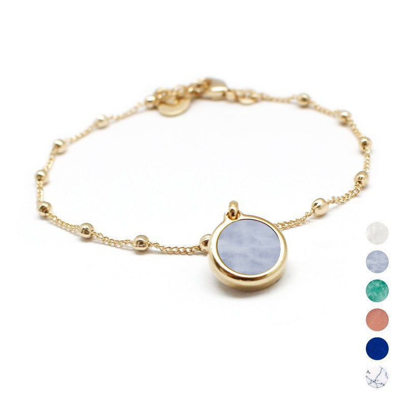 Bracelet chaîne perlée - Pierre fine personnalisée - Plaqué or