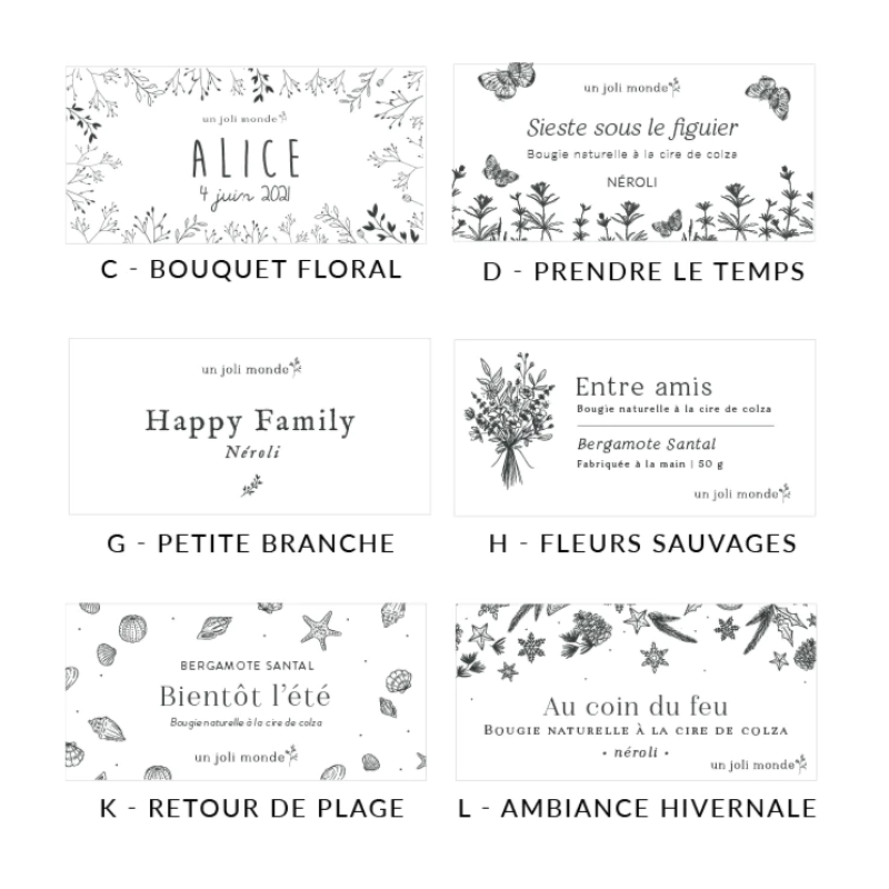 Bougie parfumée personnalisée - Modèle mariage