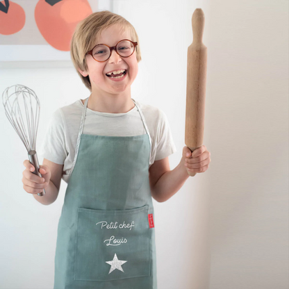 Tablier de cuisine enfant personnalisé - Lin enduit